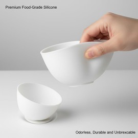 SUPVOX 3-Piece Flexible Silicone Bowl Set: Non-Slip & Unbreakable Mixing Bowls for Kitchen Recipes and DIY Face Masks - Nesting Design, White (S/M/L)