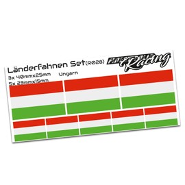 Finest Folia Set of 8 country stickers, flag, country flag, weatherproof, RC car, motorcycle, sticker, bicycle sticker, model making, R028 (Hungary)