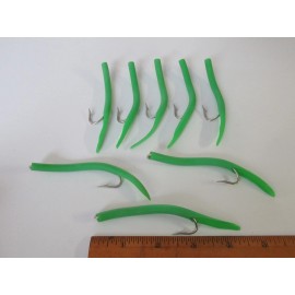 Dolphin 4 MUSTAD OPEN EYE TUBED WORM HOOK SZ 6/0 UMBRELLA RIG TEASER JIG  PICK COLOR - FLOURESCENT GREEN