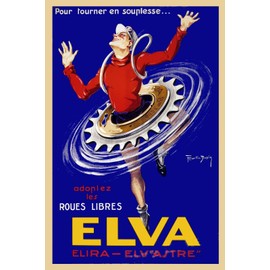 Magnet Elva - Elira - Elvastre 1940s Vintage French Cycling Advertising Magnet Vinyl Magnetic Sheet for Lockers, Cars, Signs, Refrigerator 5"