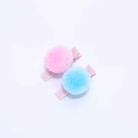 Little Girls/Toddler 2-PC Pompom Hair Clips Set - Pink/Blue (Childrens age 3-8 y)