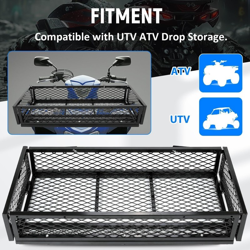 ECOTRIC Universal Front Cargo Basket Compatible with UTV ATV Drop