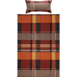 Erwin Müller Warm Bed Linen Flannel Checked Terra Size 40 x 80 cm / 155 x 200 cm – Easy Care, Easy to Iron, 100% Cotton, with Zip (Other Sizes)