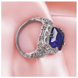 LAIFULA Elegant Huge Natural 3.5Ct Tanzanite 925 Silver Sapphire Ring Women Wedding Bangs Engagement for Women's Ring's Size S