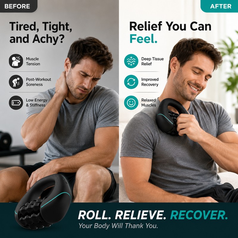 Mini Percussion Massager for Full-Body Relaxation – Rechargeable 3-Speed Rolling