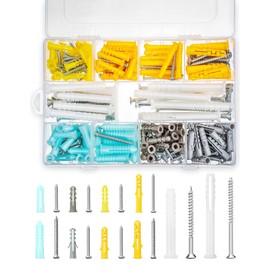 FLOVAZO 300 Taquetes y Tornillos para Paneles de Yeso, Kit de Anclajes con 10 Tamaños, Surtido de Anclajes Acanalados para Cortinas, Estanterías y Más