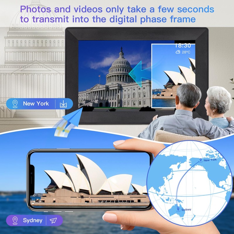 Chnwpify Frameo 10.1 Inch Digital Picture Frame WiFi Connect Touch