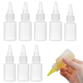 oruola 8 Pack Squeezy Bottles with Nozzles, 50 ml & 30 ml Small Plastic Squeeze Bottles for DIY Crafts Art Painting, Multi-Purpose Squeeze Bottle with Nozzle, Hair Oil Applicator Bottle