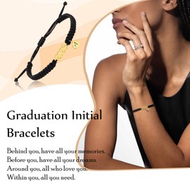 Btysun Graduation Gifts, College Graduation Gifts for Her Initial Bracelets for Women Heart Letter T Black Bracelets 2026 Daughter Niece Jewelry