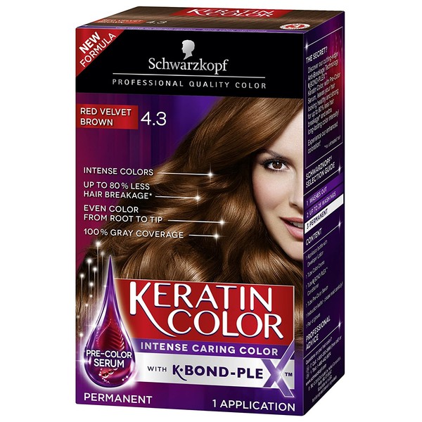 Schwarzkopf Keratin Color Permanent Hair Color Cream, 4.3 Red Velvet Brown