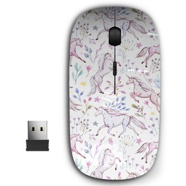 2.4G Ergonomic Portable USB Wireless Mouse for PC, Laptop, Computer, Notebook with Nano Receiver ( Watercolor Unicorns Floral )