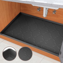 SIKADEER Under Sink Mat for Bathroom Waterproof, 28" x 19" Silicone Under Sink Liner Bathroom Cabinet Shelf Protector Kitchen organizer, Fit 30inch Standard Cabinet Mat Under Sink Organizer Drip Tray