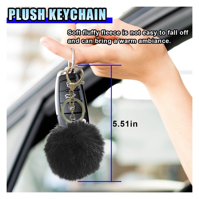 10PCS Fluffy Car Accessories Set, Furry Steering Wheel Cover with