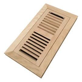 Homewell White Oak Wood Floor Register, Flush Mount Vent with Damper, 4x10 Inch, Unfinished