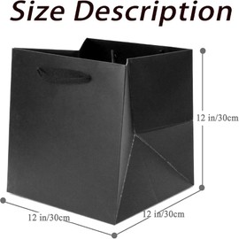 MAQMAQQ Large Square Gift Bags Square Bottom Bags with Handles for Party Favor, Birthday Gift Bag (12 x 12 x 12 in, 2 CT) (Black (2Pcs))