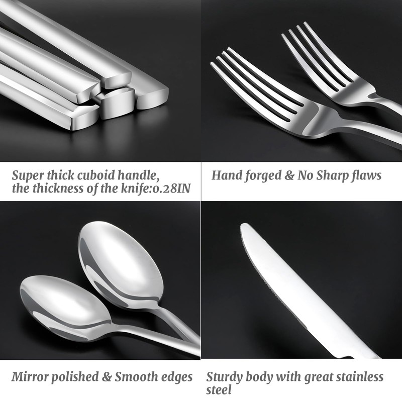 Kelenfer Silverware Set Flatware Set 18/10 Stainless Steel Mirror Polished