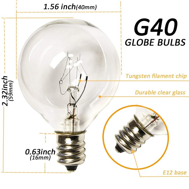 YiLighting G40 Globe Bulb 5W Incandescent Bulbs for Indoor Outdoor