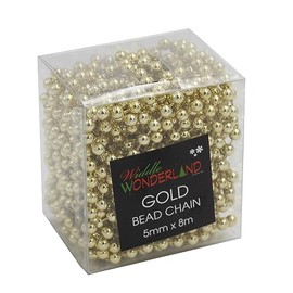 Christmas 8 Metre Bead Garland Tree Room Decoration - Gold