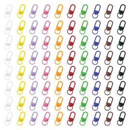 80 PCS Metal Swivel Clasp Lobster Claw Clasps for Colorful Keychain Key Chain Clip Hooks Lobster Claw Clasp with Key Rings Jewelry Clasps (Colorful)