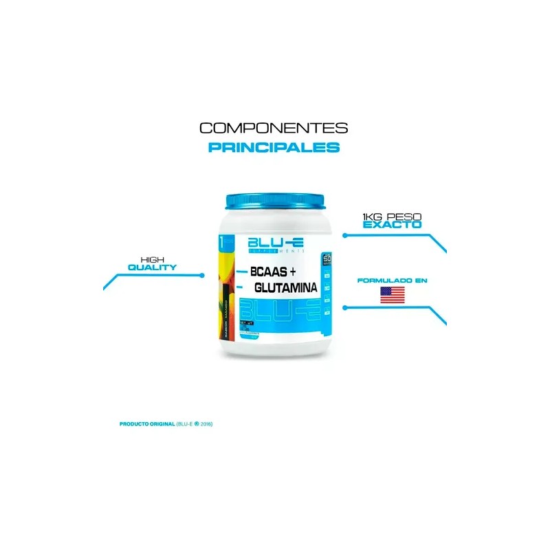 Aminoácidos Bcaas Glutamina Blu-e 1kg Varios Sabores
