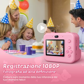 CONMRO Instant Kids Camera - 1080P 2.4 Inch Selfie Camera for Children with Printing Paper and 32GB Card, Toy for Christmas Boys and Girls from 3-12 Years (Pink-28)
