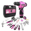 DOWELL 147 Pcs Pink 12V Drill Tool Set, Tool Kit