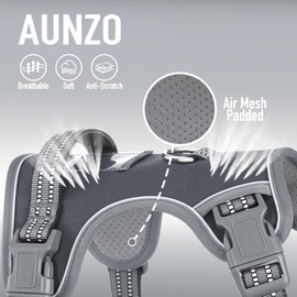 AUNZO No-Pull Adjustable Dog Harness for Small Dogs,Easy Control with Handle, Havanese Chihuahua Puggle, Inescapable, Ez Walking, Safe Reflective Strips, No Rub,No Choke, Gray, S