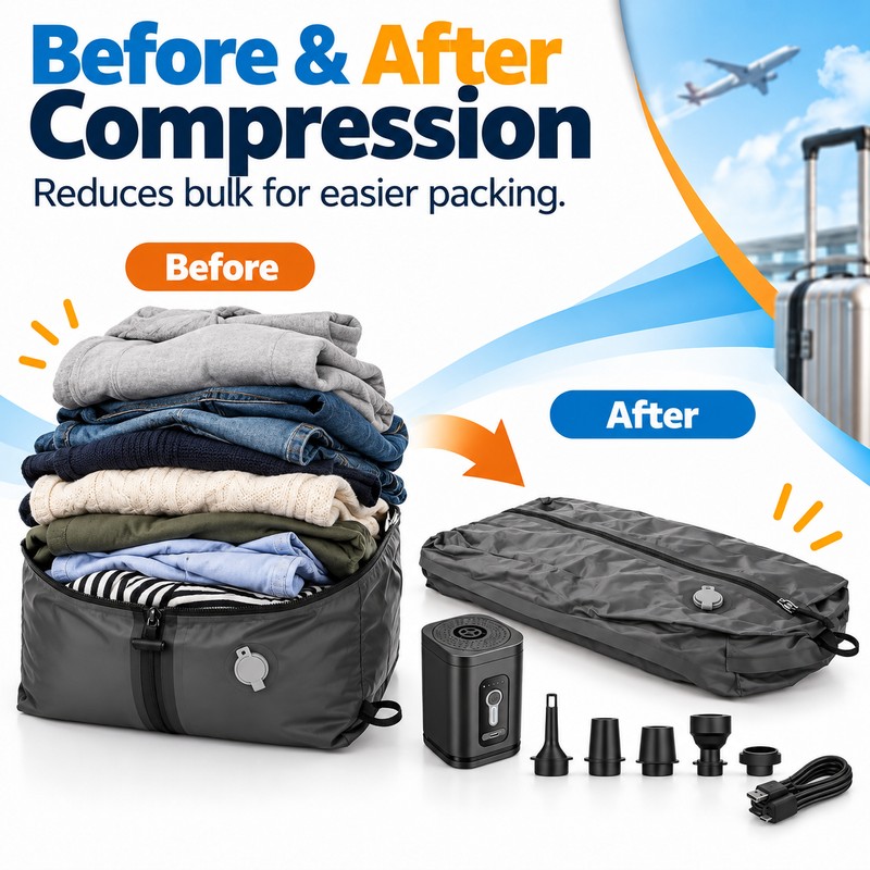 17L Vacuum Compression Storage Bag for Travel – Reusable Waterproof