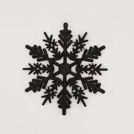 YYCRAFT 32pcs Glitter Snowflake Ornament 4 Inch for Christmas Tree Decoration-Black