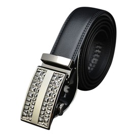 QHA Mens Automatic Buckle Leather Belt-Black-34-38"