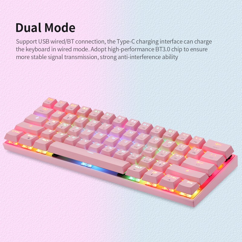 Motospeed CK62 61 Keys RGB Mechanical Keyboard USB Wired BT