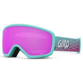 Giro Stomp Kids Ski Goggles - Snowboard Goggles for Youth, Boys & Girls - Glaze Blue Cover Up Strap with Amber Pink Lens
