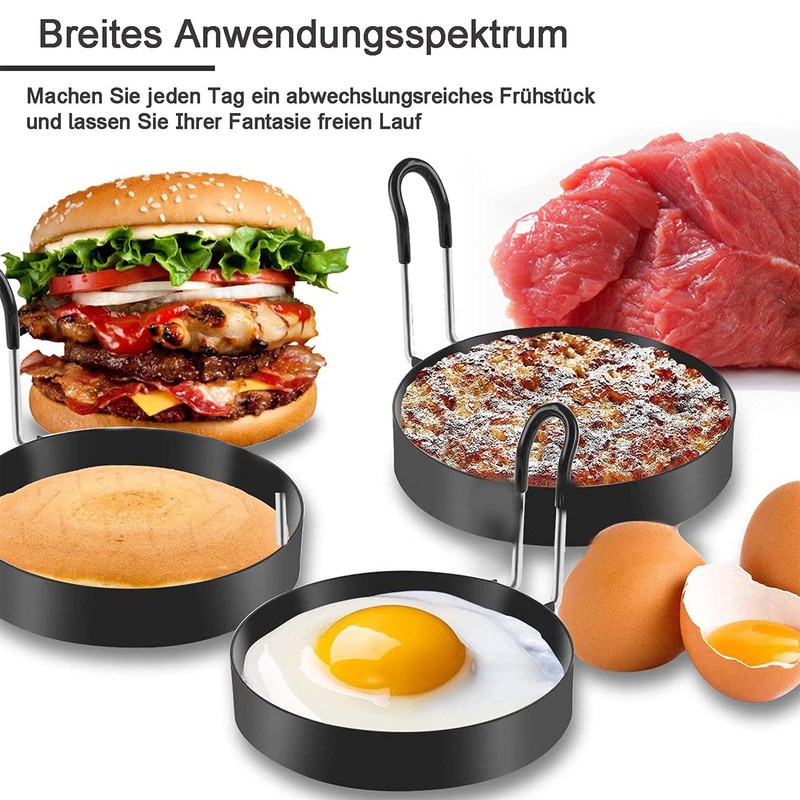Egg Ring, 4 Pieces Stainless Steel Pancake Mould, Fried Egg