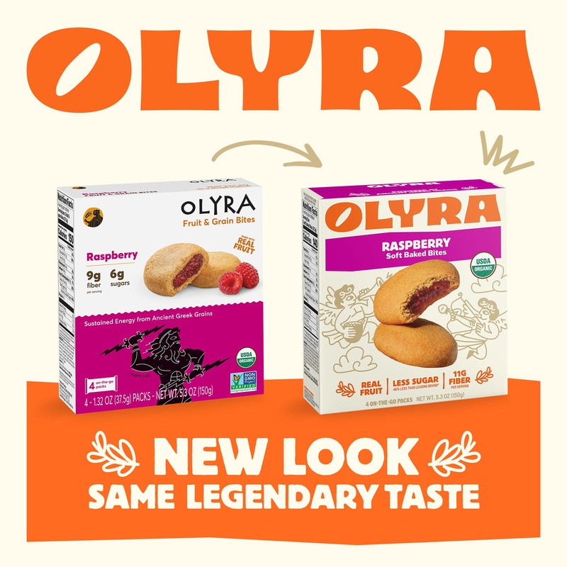 Olyra Raspberry Fruit Bars, Prebiotic High Fiber Snack, Organic Snacks,