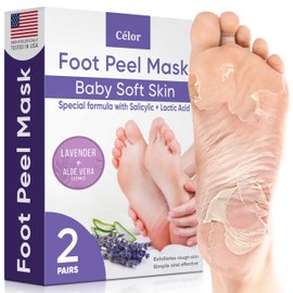 Foot Peel Mask - Foot Mask for Baby Soft Skin - Remove Dead Skin, Dry, Cracked Feet & Callus, Foot Spa, Made with Aloe Vera Extract for Women and Men (2 Pair (Pack of 1), Lavender)