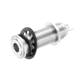 sourcing map Electric Guitar Bass 1/4 Inch Stereo Mono Jack Socket Input Output Cylinder Silver Tone