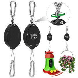 Black Elk Peak Plant Pulleys, Heavy Duty Retractable Hangers, 304 Stainless Steel Rope, Auto Plant Holder, Adjustable Climbing Hook for Garden Baskets, Watering, or Bird Feeders 2PC (Black)