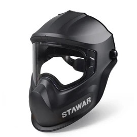 Shine STAWAR Grinding Face Shield, Lightweight Cutting Face Shield with Anti-Fog & Scratch Resistance Lens Face Shield Mask for Grinding, Cutting, Woodworking (Black Hood)