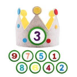 HXHWKEN Birthday Crown Children's Fabric Crown with Interchangeable Numbers 0-9 Unisex Children's Crown for Birthdays or Children's Parties