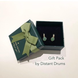 Simple Real Jade Pendant Hoop Earrings for Women, 18K Gold Plated Green Aventurine Jewelry for Women