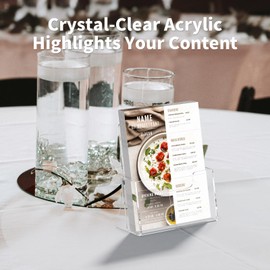 NPPLUS A5 Acrylic Leaflet Holder: 2 Pack Clear Brochure Stand Holder, Counter Booklet Holder for Flyers, Posters, Catalogs, Freestanding Menu Display Rack for Restaurant, Retail, Hotel