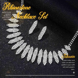 JAKAWIN Rhinestone Necklace and Earring Set Silver Prom Jewelry Set for Women NK267