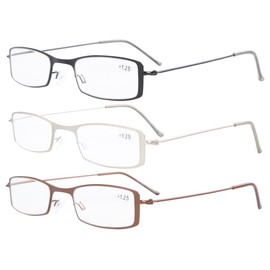 Eyekepper 3 Pcs Mix Unique Lightweight Stainless Steel Frame Reading Glasses for Men and Women