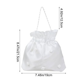 yueton 1 Pack Bridal Wedding Money Bag White Satin Bride Handbag Bridesmaid Handbag Wedding Gift Bag Wedding Bridal Supplies