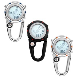 Fob Watch with Carabiner Avaner Unisex FOB Analogue Quartz Movement Nurse Watch for Climbing Sports, Red-type3(black case), Modern