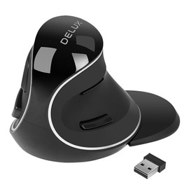 DELUX Mouse Vertical Ergonómico Inalámbrico - 2.4G con Receptor USB, 6 Botones, clics Silenciosos, Reposamuñecas Extraíble, 1600 dpi para Portátil y PC