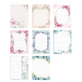 IMagicoo Lined Writing Stationery Paper - Beautiful Design Writing Letter Paper Set, A4 Size, 8 Different Style (48)
