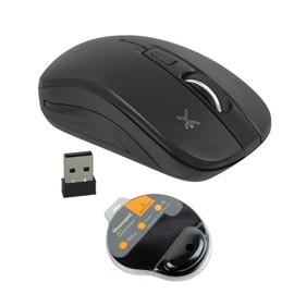 Perfect Choice Mouse Inalambrico Óptico, Ratón Inálambrico, Mouse ergonomico Essentials Y Mousepad Color Negro                                        