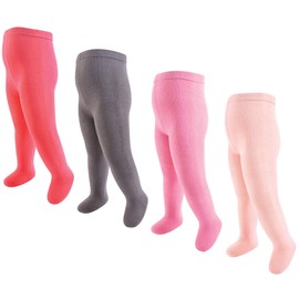 Touched by Nature Girls' Organic Cotton Tights, Coral Charcoal, 12-14 Years