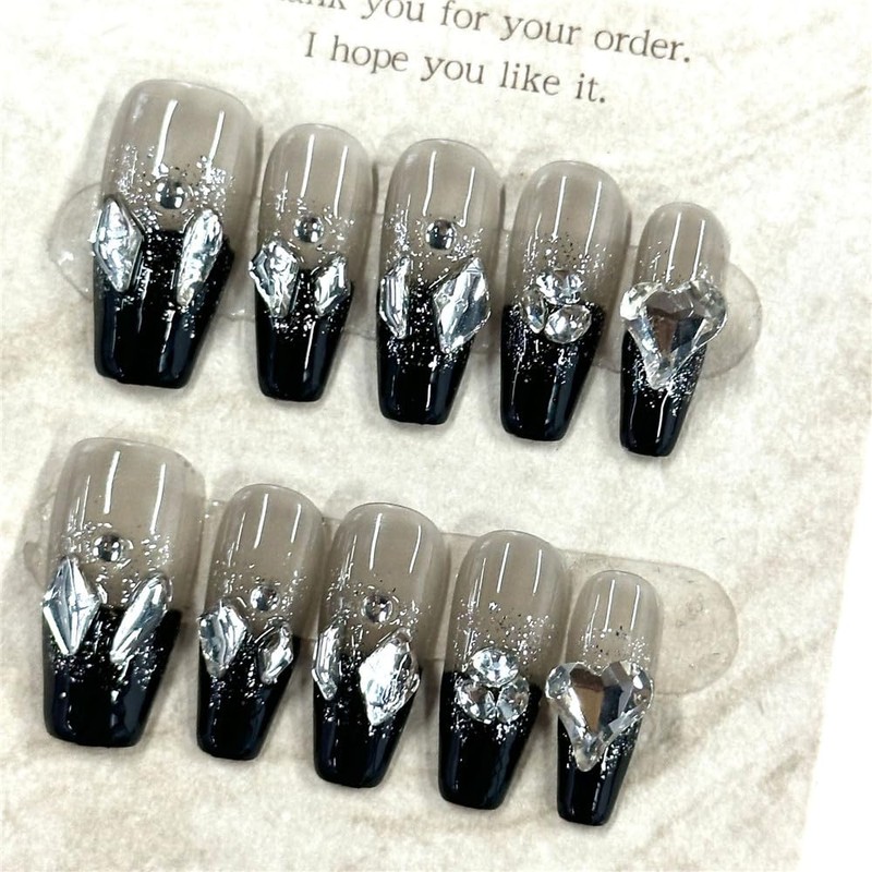 Nail Tip, False Nail, Nail Press, Stylish, Black, Short, Easy
